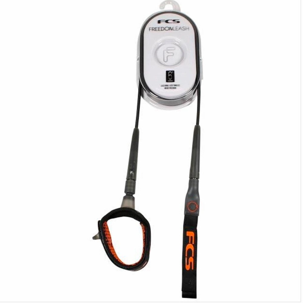 FCS Freedom Leash Surfboard Ankle Leash Surf Leash- Black & Orange